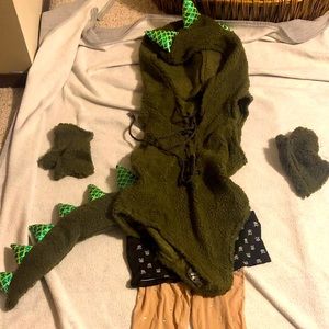 Dinosaur onesie bodysuit costume race wear lace up hooded